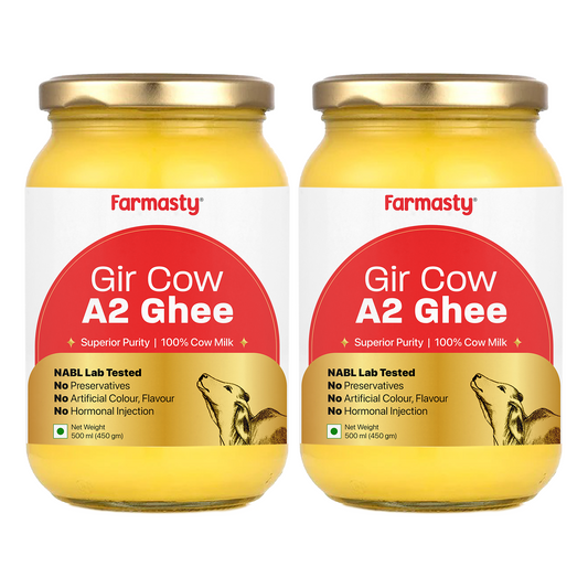 Farmasty Gir Cow A2 Ghee 1L (500ml+500ml)